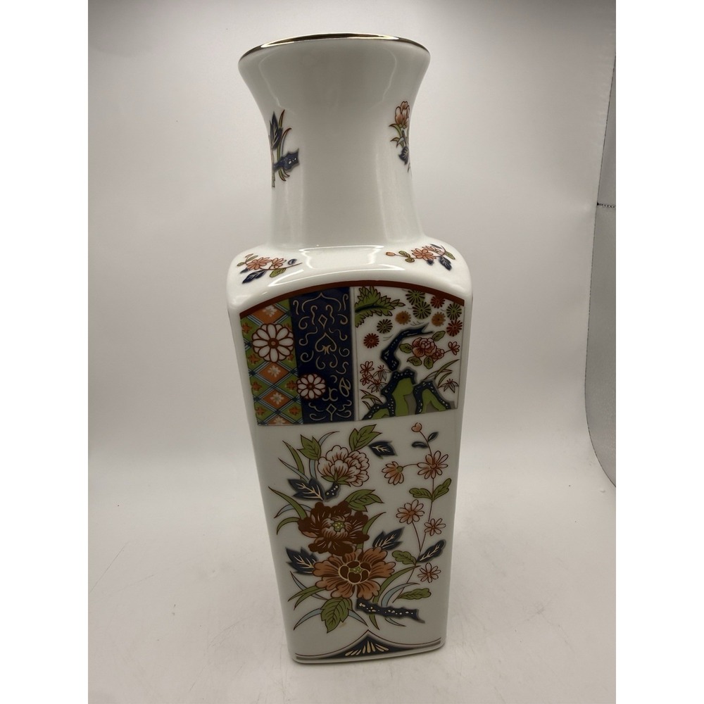 VTG Japanese Imari Blue/Orange Floral porcelain vase